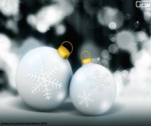 пазл Два белых шаров Рождество